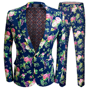2023 Männer Kleidung 3xl 4xl 5xl formale Slim Fit Business Anzug Jacke Hose 2 Stück Hochzeit <span class=keywords><strong>Bestman</strong></span> Flora Blazer Set - Product Image 1