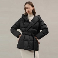 Kustom kualitas tinggi kasual tren klasik musim dingin hangat cahaya Puffer sabuk ikan longgar berkerudung Parka jaket wanita jaket Bawah