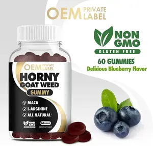 Oem epimedium Horny Goat Weed Gummy với Maca L-Arginine BCAA cơ bắp năng lượng hỗ trợ miễn dịch nam tăng cường Gummies