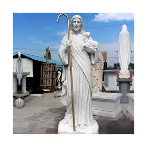 Escultura de mármore branco em tamanho real, estátua de Jesus Cristo com braços estendidos, estátua de Cristo ao ar livre
