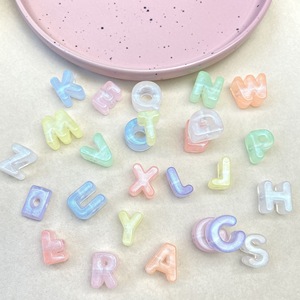 Perles acryliques lumineuses à grand trou, lettres anglaises, pour pendentifs DIY à trou droit, chaînes de téléphone portable, cordons de perles, perles en vrac - Product Image 2