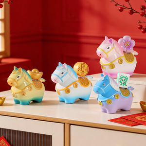 2026 Year of <strong>Horse</strong> Kawaii Lucky <strong>Horse</strong> Resin Figurines Chinese New Year Mascot Desktop Decor Lucky Charm Gift Wholesale - Product Image 2