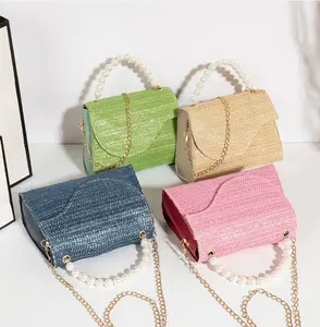 Wholesale New Korean Fashion Straw Bag The Latest Women with Ins Pearl Handbag Trend Large Capacity Versatile Shoulder Bag