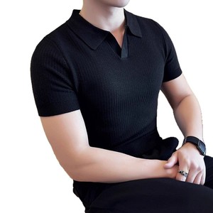 เสื้อโปโลแขนสั้นเข้ารูปสำหรับผู้ชาย, เสื้อคอตตอนผสมกาแฟสีน้ำตาลระบายอากาศ MLXL2XL3XL - Product Image 5