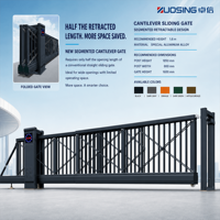 Portail coulissant cantilever en aluminium haute résistance sans rail au sol pour système de gestion des véhicules sur campus scolaire