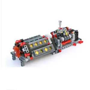 Stemedu MOC Mechanische Steine 6 Gänge Getriebe V16 Motor kombination Getriebe bausteine für Kinder