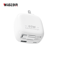 Chargeur mural pliable WISESIR 65W GaN 2 ports PD 3.0/PPS QC4.0 à charge rapide
