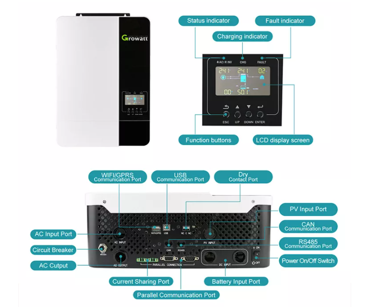 SPF 5000 3500 Hybrid Solar PV Inverter Off Grid 5kw 5kva