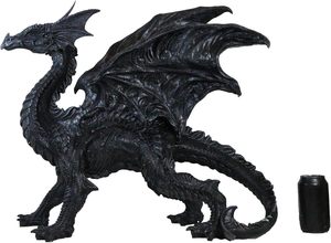 Statua di Drago <span class=keywords><strong>Nero</strong></span> in Resina, Grande Figurina di Drago Fantastico con Grandi Ali, Scultura di Drago Gotico per Decorazione Esterna e Domestica - Product Image 4