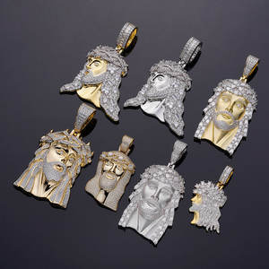 Hip Hop ince beyaz altın kaplama 925 ayar gümüş zümrüt 5A CZ taş Bling buzlu Out İsa parça kolye - Product Image 6