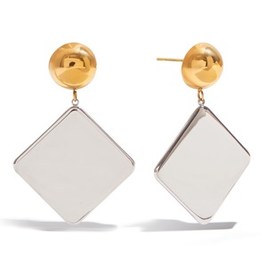 Boucles d'oreilles pendantes géométriques en or avec pendentif carré, bijoux de mode pour soirée - Product Image 5