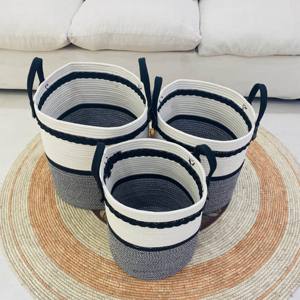 Paniers <span class=keywords><strong>de</strong></span> <span class=keywords><strong>rangement</strong></span> en corde <span class=keywords><strong>de</strong></span> coton <span class=keywords><strong>tressé</strong></span> coloré Différents styles Organisateurs <span class=keywords><strong>de</strong></span> matériaux naturels - Product Image 5