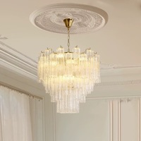 Lustre en verre cristal vintage Murano, verre transparent, Italie, milieu du siècle, pour la décoration du salon et de la salle à manger