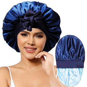<span class=keywords><strong>Bonnet</strong></span> de Nuit en Satin Soyeux Grand Format pour Femmes, Double Couche avec Bande Élastique à Nouer, Foulard Protecteur pour Cheveux - Product Image 4