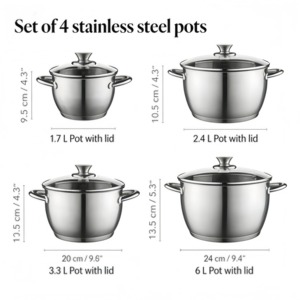 Marmite de cuisson en acier inoxydable à fond épais 5 couches, forme ventrue, avec poignée en acier inoxydable – Offre Spéciale - Product Image 2