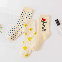 Nouvelle mode coeur fleur motif équipage chaussettes pour femmes tacheté Curling artistique confortable chaussettes