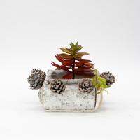 Pot de fleurs en bois de forme carrée fait à la main, avec revêtement en plastique et 8 motifs de cône de pin pour décoration de jardin en extérieur, livraison gratuite