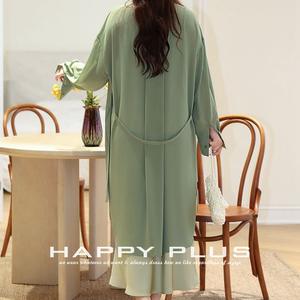 แฮปปี้ พลัสชุดเดรสกระโปรงยาวผ้าชีฟองสีเขียวสำหรับผู้หญิง ระบายอากาศได้ดี สีพื้น ไซส์พลัส N8843 - Product Image 3