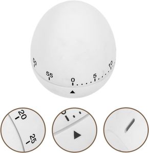 Minuterie de compte à rebours de cuisine blanche portable en forme d'oeuf minuterie de rotation mécanique pour la cuisson manuelle cuisson à la maison friture en plastique - Product Image 2