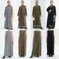 Sharut Nouvelle Abaya Modeste Broderie Aïd Ramadan, Robe Musulmane pour Femmes, Abaya de Dubaï, Vêtement Islamique, Robe Musulmane en Lin