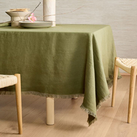Nappe Moderne Carrée 100% Lin Écologique avec Volants en Treillis Faits Main Réutilisable Imperméable pour la Maison Hôtel Fête