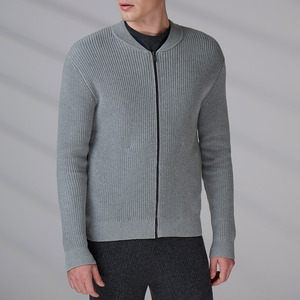 Logo personnalisé OEM ODM, coton GOTS, haut tricoté, décontracté pour le bureau, fermeture éclair intégrale, manches longues, pull d'hiver, cardigan pour homme - Product Image 4