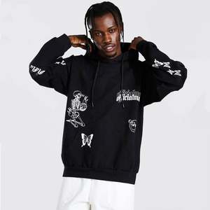 Yingling เสื้อมีฮู้ดผ้าคอตตอนขนาดใหญ่พิมพ์ลาย, เสื้อแนวสตรีทแวร์เสื้อมีฮู้ดฮิปฮอป500 GSM โอเวอร์ไซส์ - Product Image 1