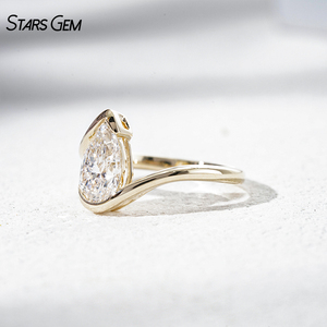 Anillo Solitario Starsgem de 2 Quilates, Oro Sólido de 10K, Corte Pera D VVS2, Diamante Cultivado en Laboratorio con Certificado IGI, Anillo de Compromiso - Product Image 4
