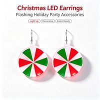 Boucles d'oreilles LED Menthe Poivrée Lumineuses Clignotantes pour Soirées à Pulls Moches, Événements en Boîte de Nuit, Boîte de Présentation Personnalisée avec Logo, Vente en Gros