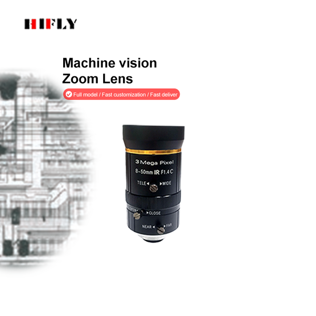 3MP EFL 8-50mm 1/2.5" Machine Vision Inspection Varifocal IR Industrial Zoom Lens