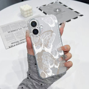Funda para Teléfono con Diseño de Mariposa de Líneas Blancas, Resistente a Impactos, Pintada, para 17 Pro <span class=keywords><strong>Max</strong></span>, 16, 15 Pro, 14, 13 - Product Image 4