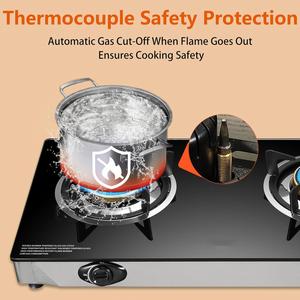<b>Stove</b> Black Home Cooking Safe Propane Gas Cooktop 2 Burners Kitchen Gas Burner - Product Image 4