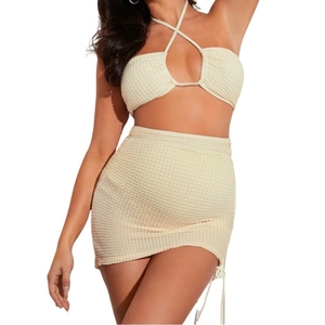 Maillot de bain de <span class=keywords><strong>grossesse</strong></span> deux pièces sans manches à nouer, <span class=keywords><strong>taille</strong></span> haute, pour femme, OEM ODM - Product Image 4