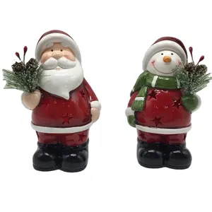 Figuras de cerámica de Papá Noel, muñeco de nieve, ciervo, OEM, para decoración de Navidad