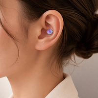 Anting-anting mata jahat Korea warna-warni mungil, desainer, berhiaskan kristal rhinestones, berlapis emas 14K, titanium unisex, cocok untuk pernikahan