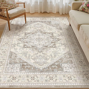 Vente directe d'usine, tapis de salon rétro bohème ethnique, facile d'entretien, lavable en machine, antidérapant, en polyester - Product Image 3