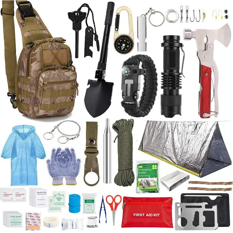 Factory Selling Travel Tactical Emergency Survival Kit Camping Trauma Survival First Aid Equipment Kit With Emergency Supplies