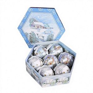 Décorations de Noël transfrontalières en stock : Boules imprimées Bonhomme de neige à suspendre pour sapin de Noël, 7 pièces par boîte - Product Image 1