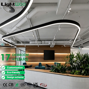 Luminaires suspendus linéaires LED modernes personnalisables pour intérieur, 20W, 30W, 40W, 50W, connectables, en <span class=keywords><strong>plastique</strong></span> Dali, à intensité variable, pour supermarché - Product Image 1