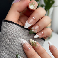 Nuevas Uñas Postizas de Gel de Salón Hechas a Mano de Marca Privada, Uñas Coffin Largas, Uñas Artificiales Francesas de Gel, Uñas a Presión