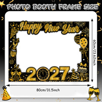 Nicro Fabrikpreis 2027 Frohes Neues Jahr Party DIY Papier-Foto-Requisiten-Set Gold-Schwarz-Thema Lustige Rahmen Feier-Dekorationen