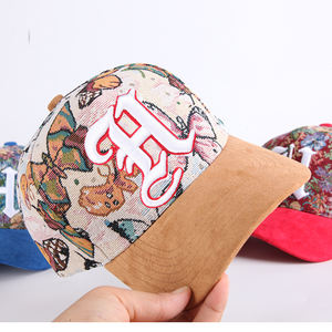 Maßgefertigte <span class=keywords><strong>5</strong></span>-<span class=keywords><strong>Panel</strong></span> Baumwoll-Baseballkappen mit Blumenmuster-Stickerei Digitaldruck Vintage Mode Sport Baseballmützen - Product Image 2