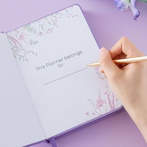 Purple Debossed Castle and Stars Fantasy Journal Silver Foil Stamping PU Leather A5 <b>Notebook</b> with Rounded Corners for Gift - Product Image 4