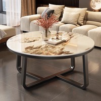 Table basse moderne et simple avec panneau en pierre de luxe léger – Ensemble de vente en gros pour petits appartements et locations de salons