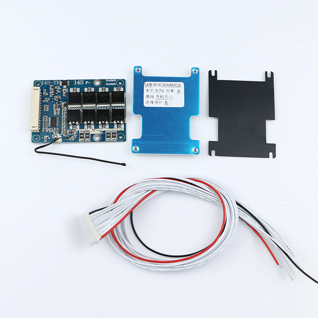 Smart 48V 100A BMS Li-ion 14S Battery Accessories with Programmable Module and Common Port Cooling Fan