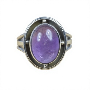 Bague en argent sterling 925 avec pierre précieuse améthyste, tendance, chrétienne, faite à la main, antique, bijoux fins certifiés - Product Image 1