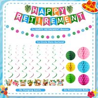 Décorations de fête de retraite hawaïenne Luau pour hommes et femmes, bannière tropicale de retraite, boules en nid d'abeille, guirlande de points tourbillonnants suspendus