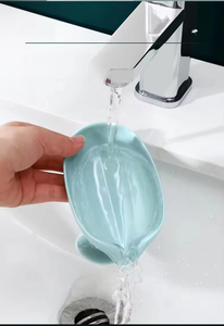Support à savon moderne en plastique en forme de feuille avec ventouse verticale, boîte de rangement pour savon de douche et de lessive, idéal pour les essentiels de salle de bain - Product Image 5