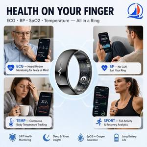 Anillo Inteligente con Monitor de Presión Arterial y ECG, Monitoreo de Temperatura Corporal, Personalizable OEM, Monitor de SpO2, Frecuencia Cardíaca y Sueño para Venta al Por Mayor - Product Image 5