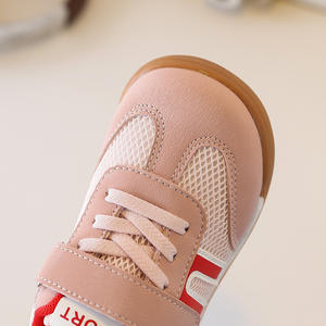 Zapatillas deportivas casuales de tobillo para niñas, novedad primavera-otoño 2026, ligeras para correr, suela TPR, malla de color en contraste, blancas - Product Image 3